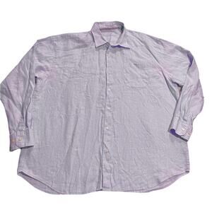 Tommy Bahama 100% Linen Button Up Shirt Mens XXL Long Sleeve Purple Plaid *FLAW
